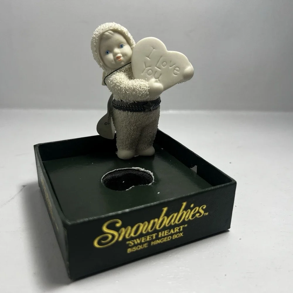 Dept 56 Snowbabies Sweet Heart Hinged Trinket Box 68930 Bisque Porcelain BOX